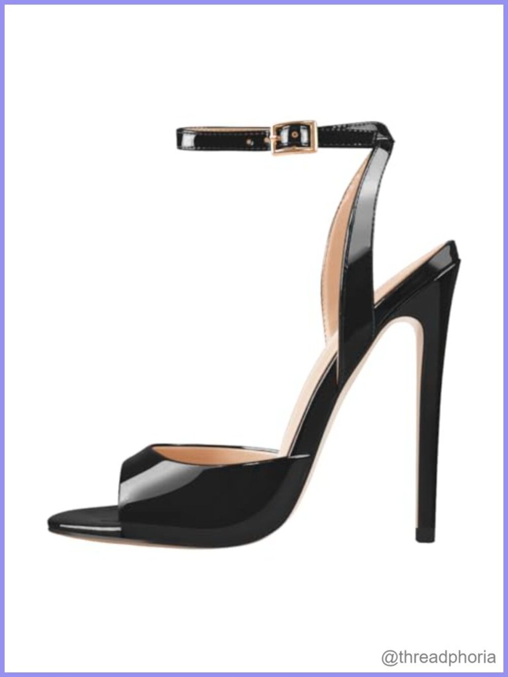 Patent Leather Peep Toe Stiletto Heel Sandals Ankle Strap Slingback